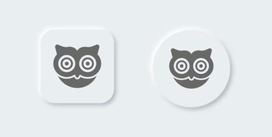 Owl solid icon in neomorphic design style. vector