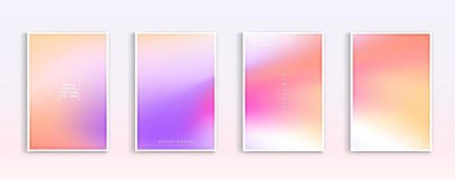 Pastel gradient backgrounds vector set. Soft tender white, orange, pink, purple and yellow colours abstract background for app, web design, webpages, banners, greeting cards. Vector illustration