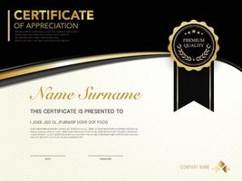 diploma certificate template black and gold color with luxury and modern style vector image