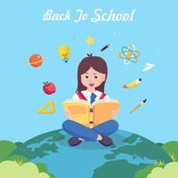 Modern flat design of back to school illustration concept. Flat Style vector template suitable for Web Landing Page, Background.