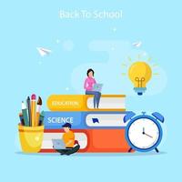 Modern flat design of back to school illustration concept. Flat Style vector template suitable for Web Landing Page, Background.