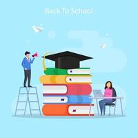 Modern flat design of back to school illustration concept. Flat Style vector template suitable for Web Landing Page, Background.