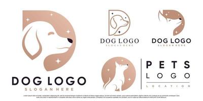 Dog icon set logo design for pet shop, clinic and pet house with creative element Premium Vector