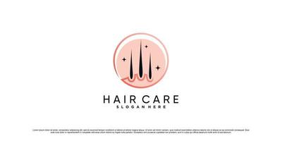 Hair care logo design illustration with line art style and creative element Premium Vector