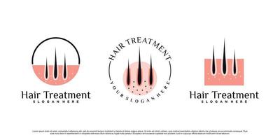 Hair treatment logo design for salon or hair clinic with creative element Premium Vector