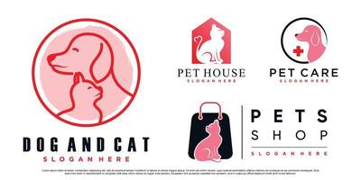 Set collection of pet animals logo design for pet shop or clinic with creative element Premium Vector