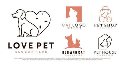 conjunto de colección de diseño de logotipo de animales de compañía para tienda de mascotas o clínica con vector premium de elemento creativo