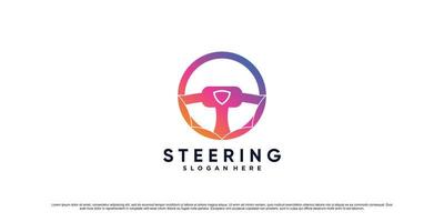 Car steering wheel logo design inspiration with gradient style color Premium Vector