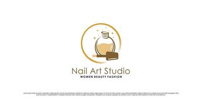 ilustración de diseño de logotipo de estudio de arte de uñas para belleza de mujeres con vector premium de concepto único