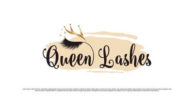 Luxury eyelashes logo design for beauty salon with crown icon and creative concept Premium Vector