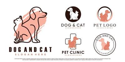 conjunto de colección de diseño de logotipo de animales de compañía para tienda de mascotas o clínica con vector premium de elemento creativo