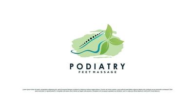 Podiatry logo design for natural feet massage with ankle concept and leaf element Premium Vector