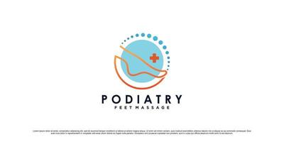 Podiatry feet massage logo design with ankle concept and creative element Premium Vector