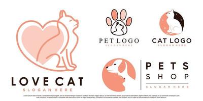 Set collection of pet animals logo design for pet shop or clinic with creative element Premium Vector