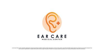 Ear care logo design template with creative element Premium Vector