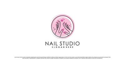 ilustración de diseño de logotipo de estudio de uñas para salón de belleza de uñas con vector premium de concepto único