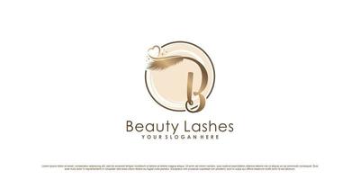 Beauty eyelash icon logo design with initial letter b and creative element Premium Vector