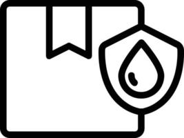 Picture of a cardboard package with a shield symbol and a water drop to it symbolizing the package being protected from water. vector
