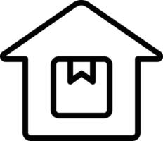 Picture of a house with a cardboard package inside as a symbol of a package storage warehouse. vector