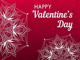 tarjeta de feliz día de san valentín. ilustración vectorial fondo rosa con mandala, corazones. vector