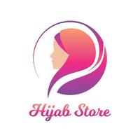 Muslim woman wearing hijab. Fashion logo design vector symbol. Scarf logo template for shop, store, print.