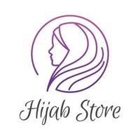 mujer musulmana con hiyab. símbolo de vector de diseño de logotipo de moda. plantilla de logotipo de bufanda para tienda, tienda, impresión.