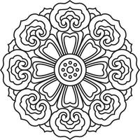 Mandala pattern black and white. Coloring book vector