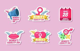 Women Equality Day Sticker Set vector