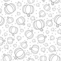 Black and white pumpkin seamless pattern. Halloween background vector