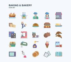 Baking and Bakery flat icon set vector