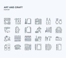 conjunto de iconos de esquema de materiales de arte y artesanía