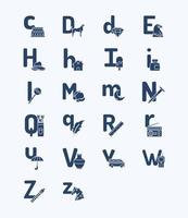 Alphabet letters solid icon set vector