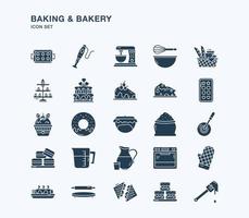 Baking and Bakery solid icon set vector