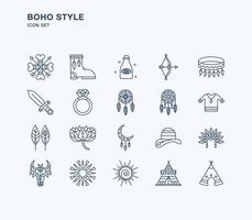 Boho and tribal style outline icon set vector