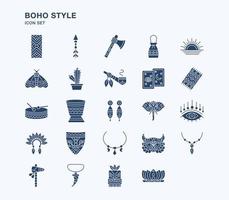 Boho and tribal style solid icon set vector