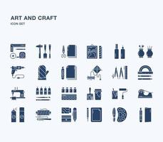 Art and Craft materials solid icon set vector