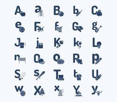 Alphabet letters solid icon set vector