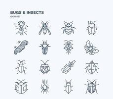 Bugs and Insects outline icon set vector