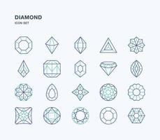 Diamonds and gems icon set vector