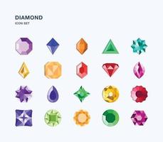 Diamonds and gems icon set
