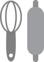 panadero, herramientas, plano, escala de grises vector