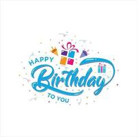 Creative happy birthday Logo Vector Hand drawn lettering Vector