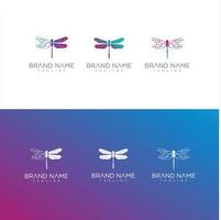 Set Of Dragonfly Digital Tech Logo Design Vector Template