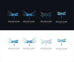 Set Of Dragonfly Digital Tech Logo Design Vector Template