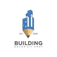 Building Pencil Logo Design Vector Stock icon Architect Symbol
