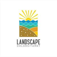 landscape Beach sunbeam logo holiday design vector
