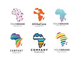 conjunto de plantilla de logotipo de mapa de África tecnología moderna vector