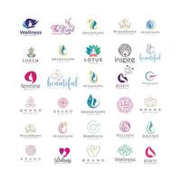 conjunto de plantilla de logotipo de bienestar para mujer belleza e ilustración de diseño de yoga vector