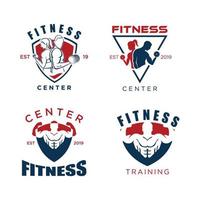 fuerza y fitness logo vector gimnasio culturismo y crossfit emblema insignia