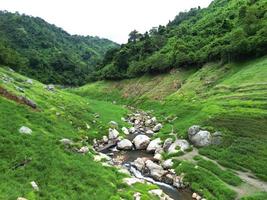 Rainy Landscape of  Mountain and River background photo